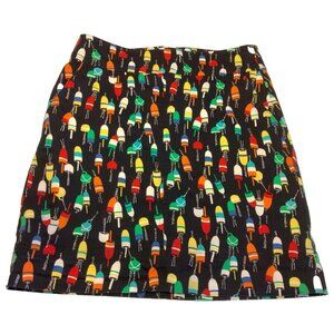 Talbots Petites Skirt 2P Pencil Blue Buoy Nautical Print Stretch Twill Cruise